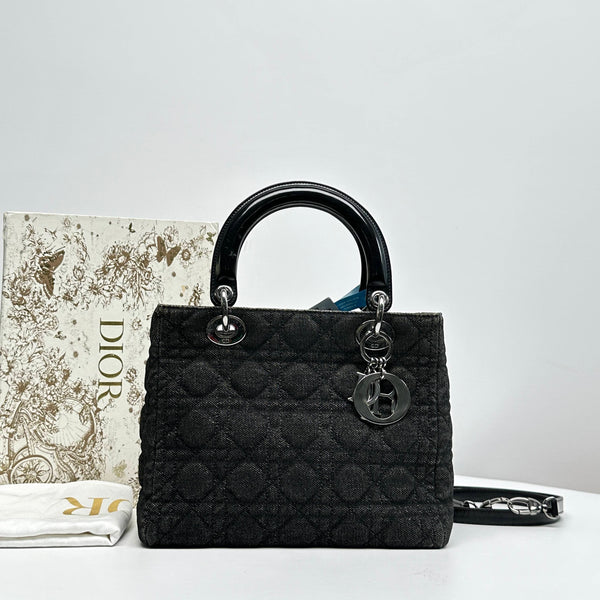 【TikTok Livestream】Dior/CD LadyDior Medium Vintage Cannage Quilted Black CPU0210