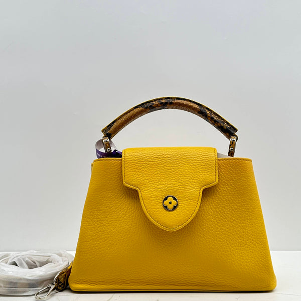 【TikTok Livestream】Louis Vuitton/LV Capucines BB Python Top Handle Yellow Shoulder Bag