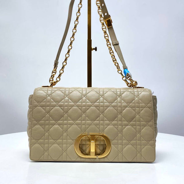 【TikTok Livestream】Dior/CD Caro Large Cannage Flap Quilted Chain Beige CPU0218