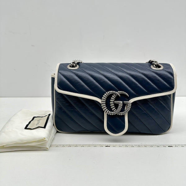 【TikTok Livestream】GUCCI GG Marmont Small Navy/White