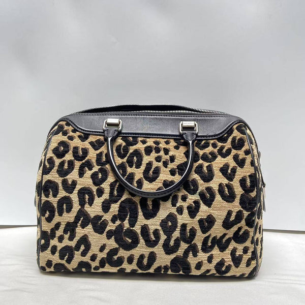 【TikTok Livestream】Louis Vitton/LV X Stephen Sprouse Speedy 30 Jacquard Leopard Print Limited Edition Black/Beige