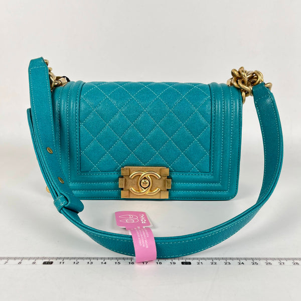 Chanl/CC Le Boy Small Caviar Turquoise Crossbody