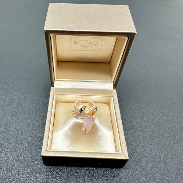 【Jewelry】Bvlgari Pink Gelati Opal 18K Gold Plated Ring Size 6.5-7