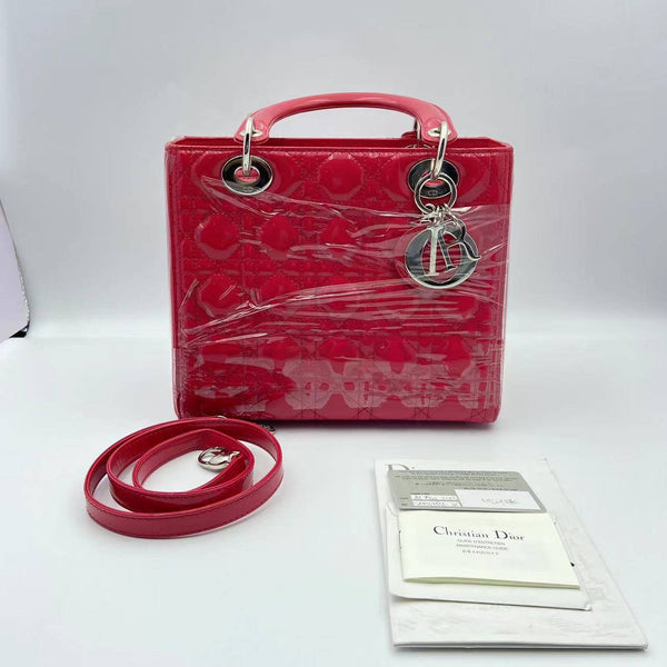 【TikTok Livestream】Dior/CD LadyDior Medium Hot Pink Shoulder Bag