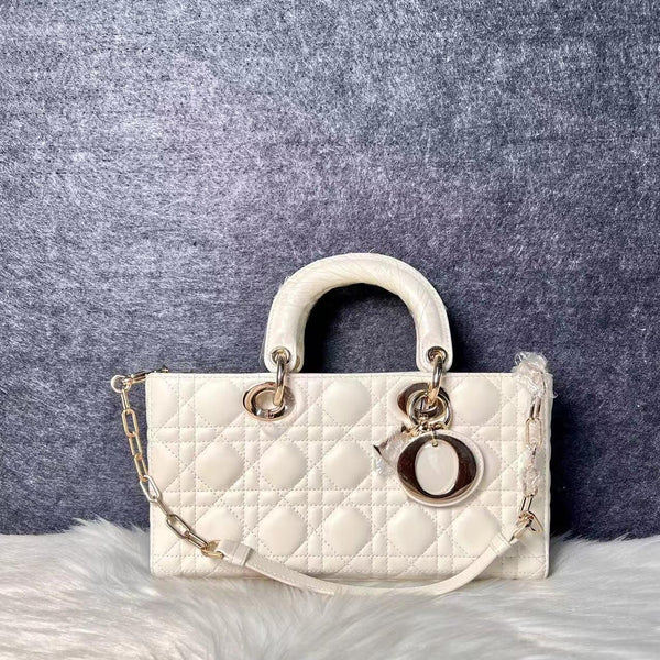 【TikTok Livestream】Dior/CD LadyDior D Joy Medium Cannage Quilted White Crossbody