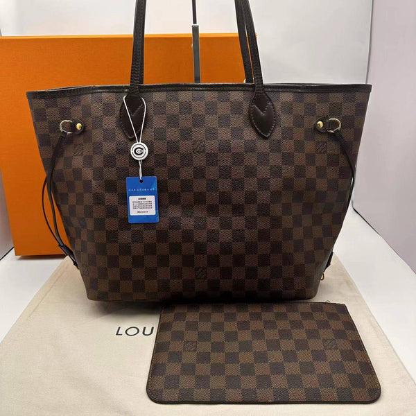 【TikTok Livstream】Louis Vuitton/LV Neverfull MM Damier Ebene Red Interior Tote