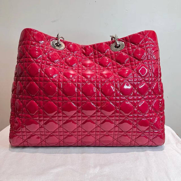 【TikTok Livestream】Dior/CD LadyDior Soft Shopping Tote Cannage Quilted Red