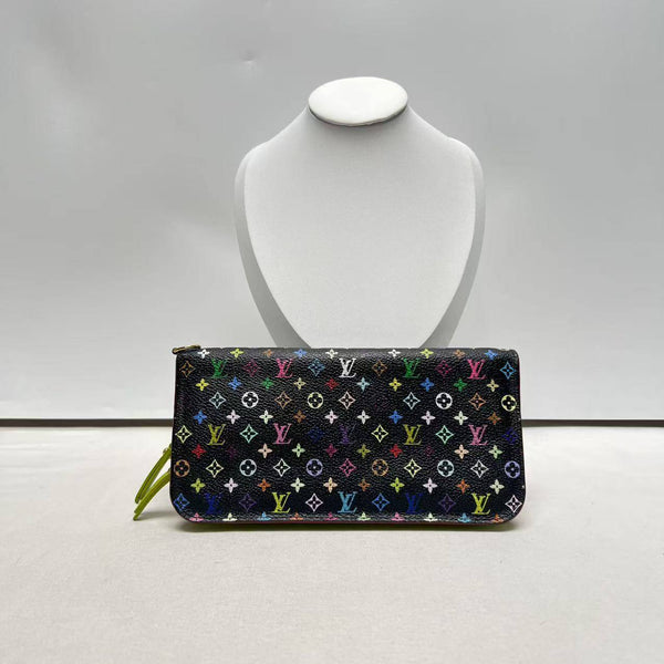 【TikTok Livestream】Louis Vuitton/ LV Coated Canvas Insolite Murakami Black Fold Wallet