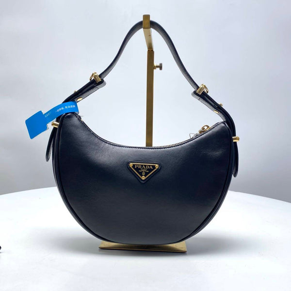 【TikTok Livestream】Prada Arque Mini Half Moon Hobo Black CPU0125