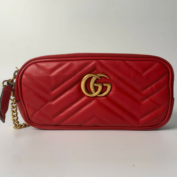 【TikTok Livestream】Gucci/GG GG Marmont Mini Triple Zip Matelasse Red