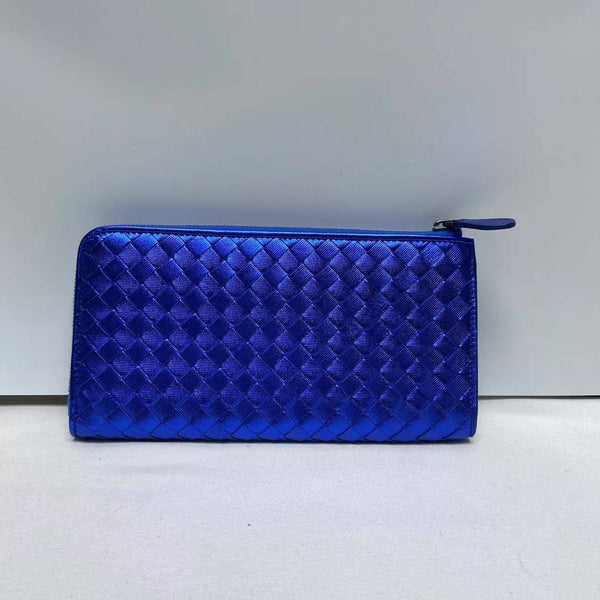 【TikTok Livestream】Bottega Venata/BV Intrecciato Zip Blue Wallet