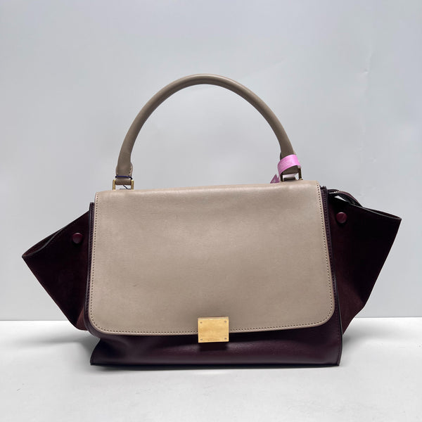 【TikTok Livestream】Celine Trapeze Medium Bi Color Burgundy/Beige C1215