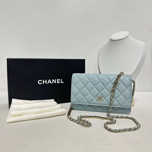 Chanel/CC Flap Quilted Light Blue WOC Crossbody