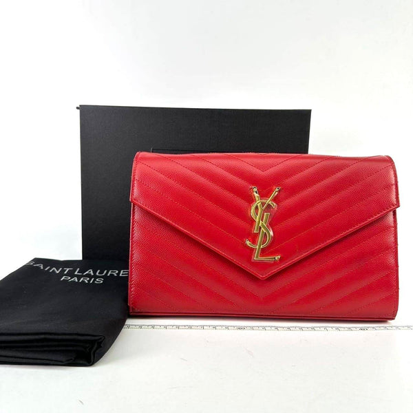 【TikTok Livestream】Saint Laurent/YSL Cassandre Envelope Large Red Gold Hardware