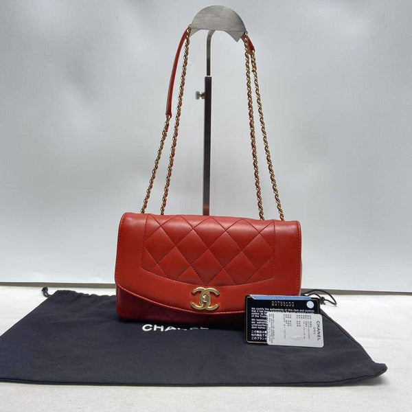 Chanel/CC Diana Medium Quilted Vintage Flap Red