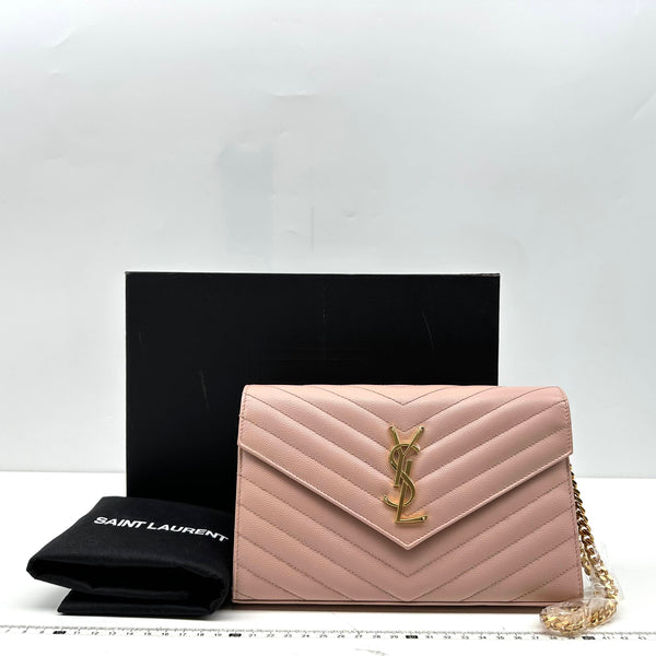 【TikTok Livestream】Saint Laurent/YSL Cassandre Envelope Matelasse Pink WOC