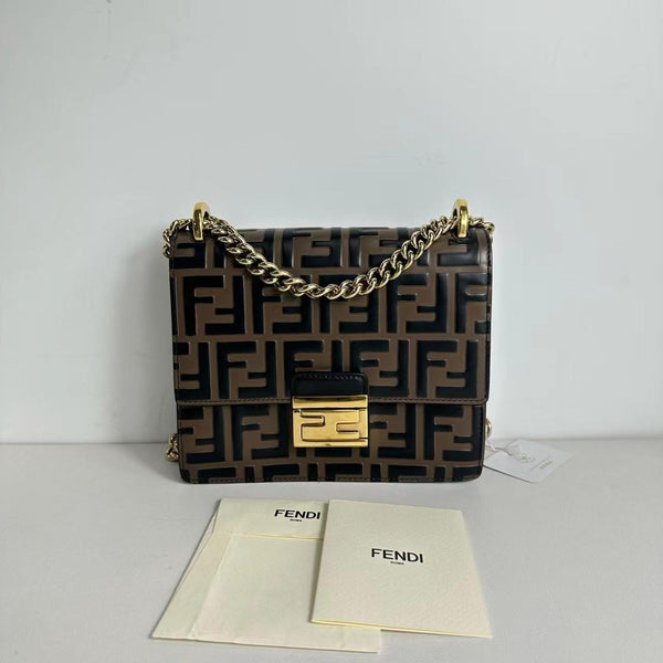 【TikTok Livestream】Fendi Kan U Small Zucca Embossed Brown/Black Crossbody