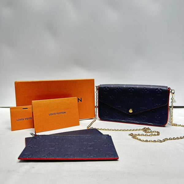 【TikTok Livestream】Louis Vitton/LV Pochette Felicie WOC Empreinte Navy Blue