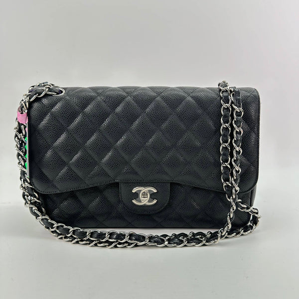 Chanel/CC Classic Double Flap Large Bag Black with Silver Hardware Shoulder Bag