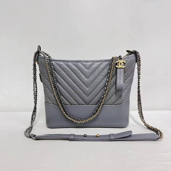 Chanel/CC Gabrielle Medium Chevron Quilted Grey