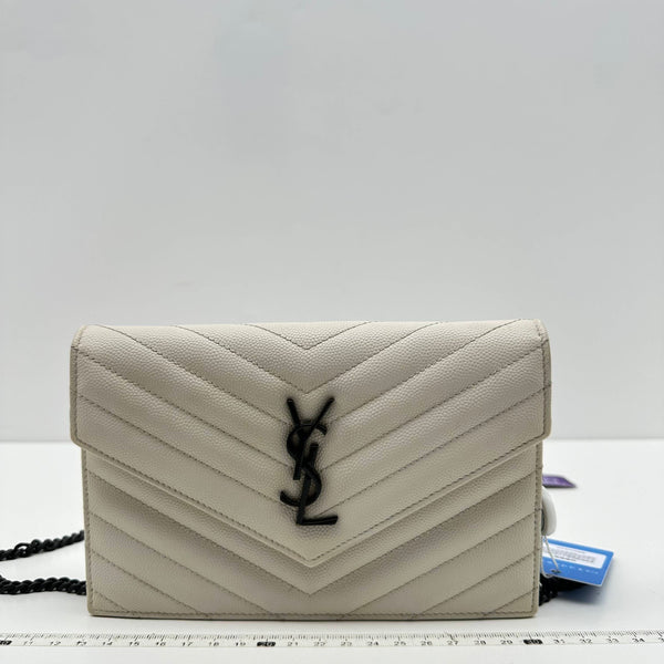 【TikTok Livestream】Saint Laurent/YSL Cassandre Envelope Matelasse White WOC