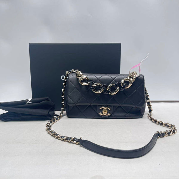 Chanel/CC Resin Bi Color Chain Flap Black