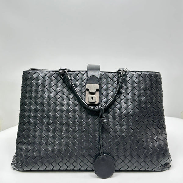 【TikTok Livestream】Bottega Veneta/BV Roma Medium Intrecciato Black C1213