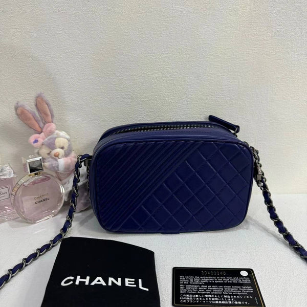 Chanel/CC Coco Boy Small Zip Around Camera Bag Blue