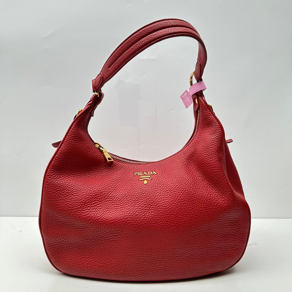 【TikTok Livestream】Prada Vitello Daino Hobo Red