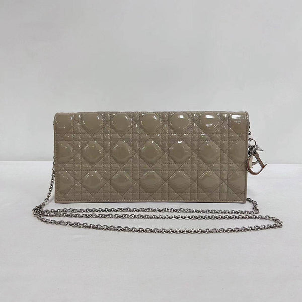 【TikTok Livestream】Dior/CD LadyDior Cannage Quilted Grey Pouch With Chain