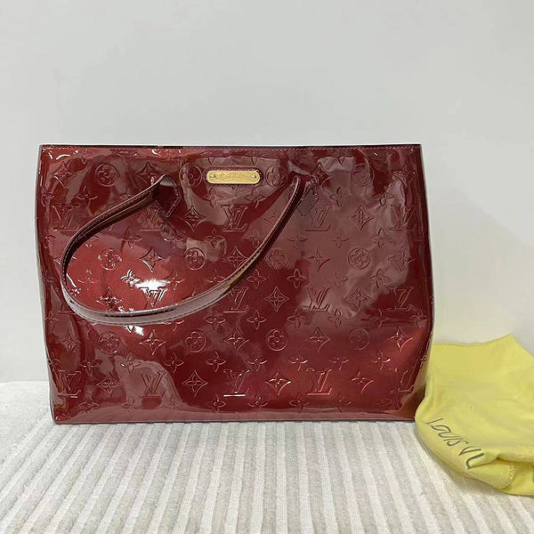 【TikTok Livestream】Louis Vuitton/LV Wilshire GM Burgundy Vernis Tote Bags