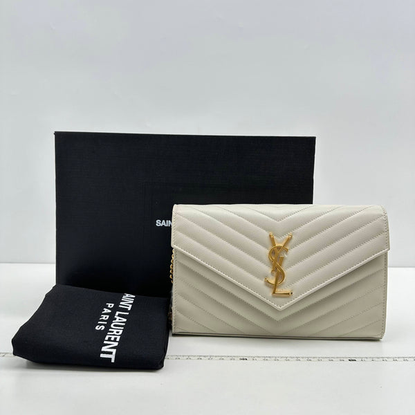 【TikTok Livestream】Saint Laurent/YSL Cassandre Envelope Large Off White