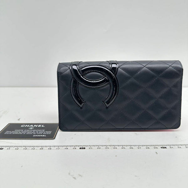 Chanel/CC Cambon Bi Fold Diamond Quilted Black