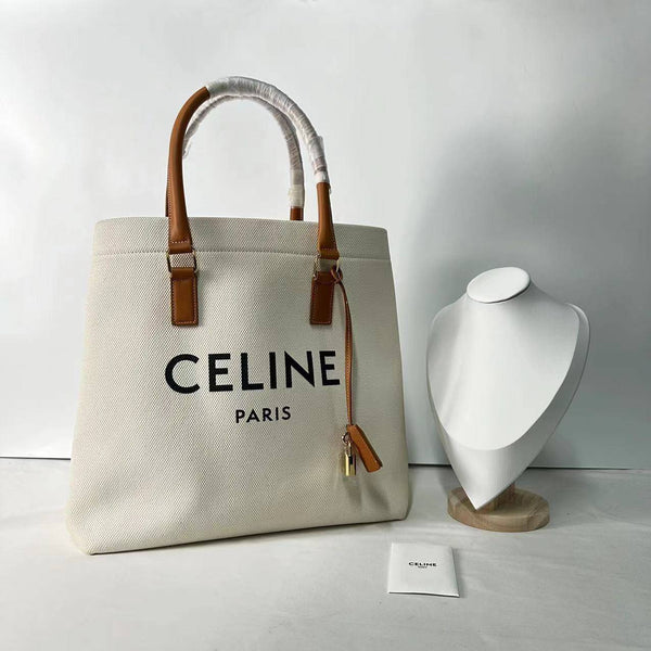 【TikTok Livestream】Celine Horizontal Cabas Off White w/ Brown Trim