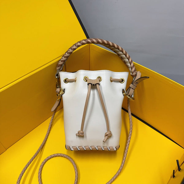 【TikTok Livestream】Fendi Mon Tresor Mini Bucket Whipstitch White GIA0316