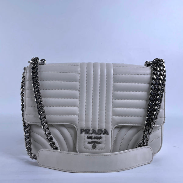 【TikTok Livestream】Prada Diagramme Large White Crossbody