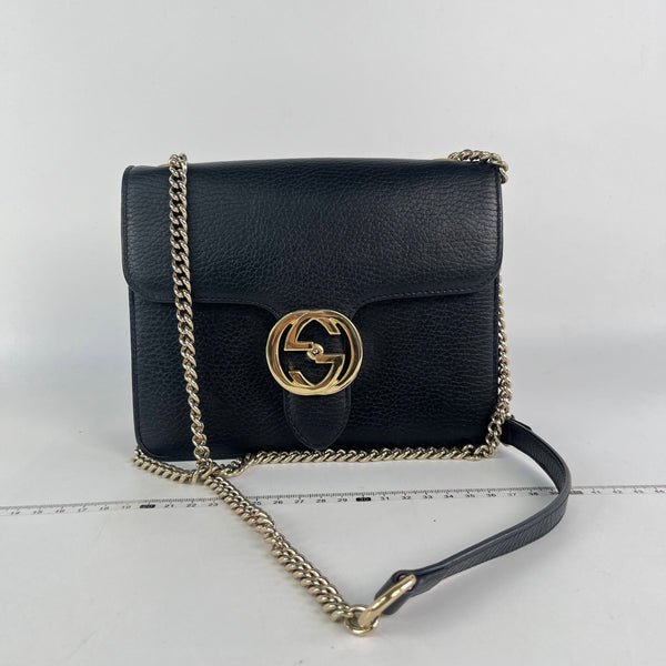 【TikTok Livestream】Gucci/GG Interlocking G Black Crossbody