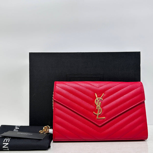 【TikTok Livestream】Saint Laurent/YSL Cassandre Envelope Large Red