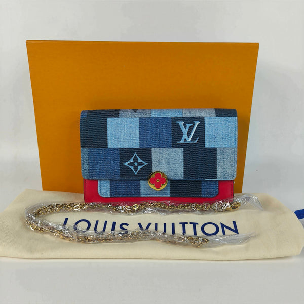 【TikTok Livestream】Louis Vuitton/ LV Pochette Flore Denim Checkerboard Limited Edition WOC