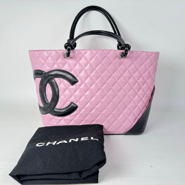 Chanel/ CC Cambon Large Quilted Tote Pink/Black