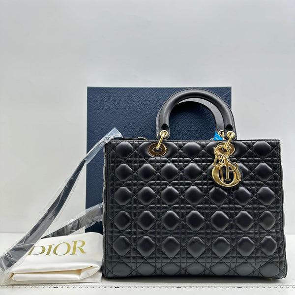 【TikTok Livestream】Dior/CD LadyDior Large Cannage Quilted Black With Gold Hardware