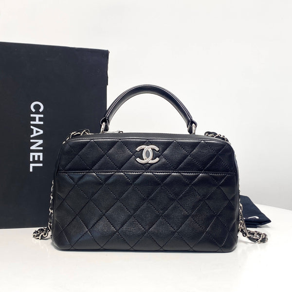 Chanel/CC Trendy CC Medium Bowling Quilted Top Handle Black