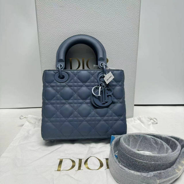 【TikTok Livestream】Dior/CD LadyDior Small My ABC Cannage Ultra Matte Dark Denim Blue Shoulder Bag