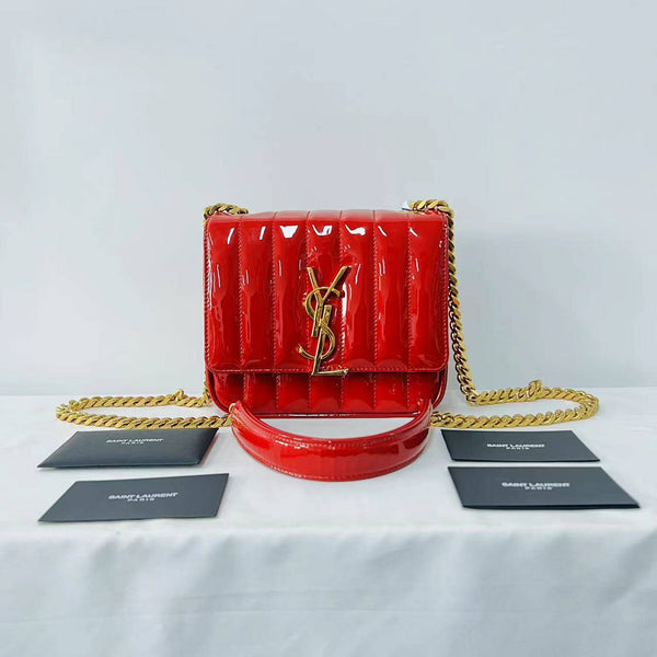 【TikTok Livestream】Saint Laurent/YSL Vicky Small Red Shoulder Bag