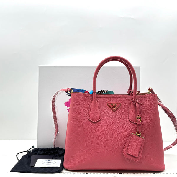 【TikTok Livestream】Prada Cuir Medium Double Pink